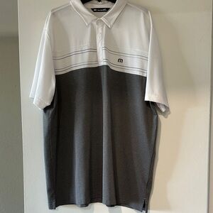 Travis Mathew White and Gray Polo Shirt